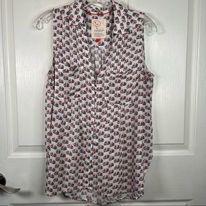 Anthro Colloquial 52 Conversations Bike Print Top Sz S Motorcycle Sleeve…